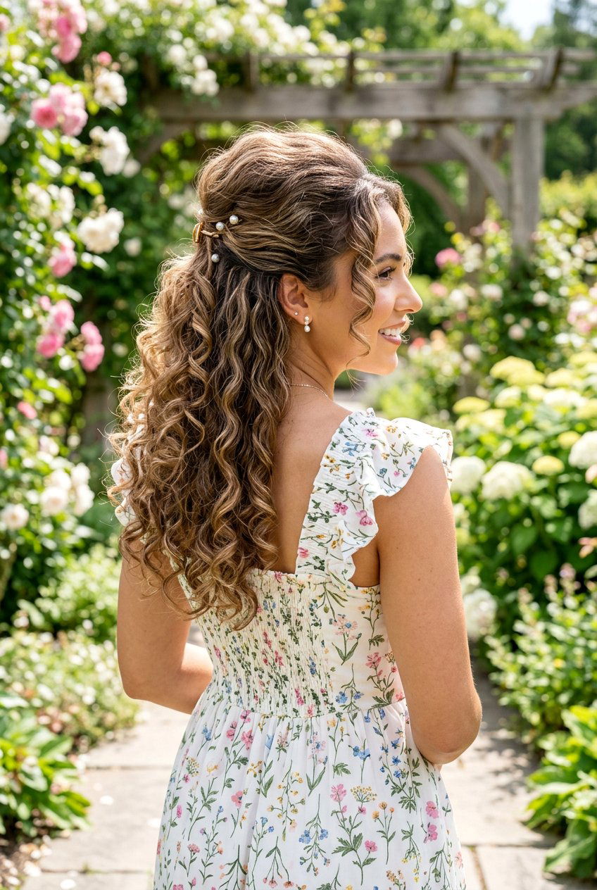 Half Up Half Down Curls - 20 best date night hairstyle ideas - 20 best date night hairstyle ideas