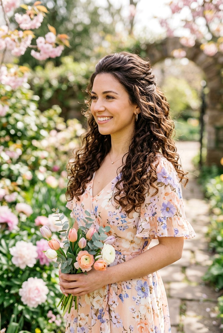 Half Up Half Down Curls - 20 best graduation hairstyle ideas - 20 best graduation hairstyle ideas