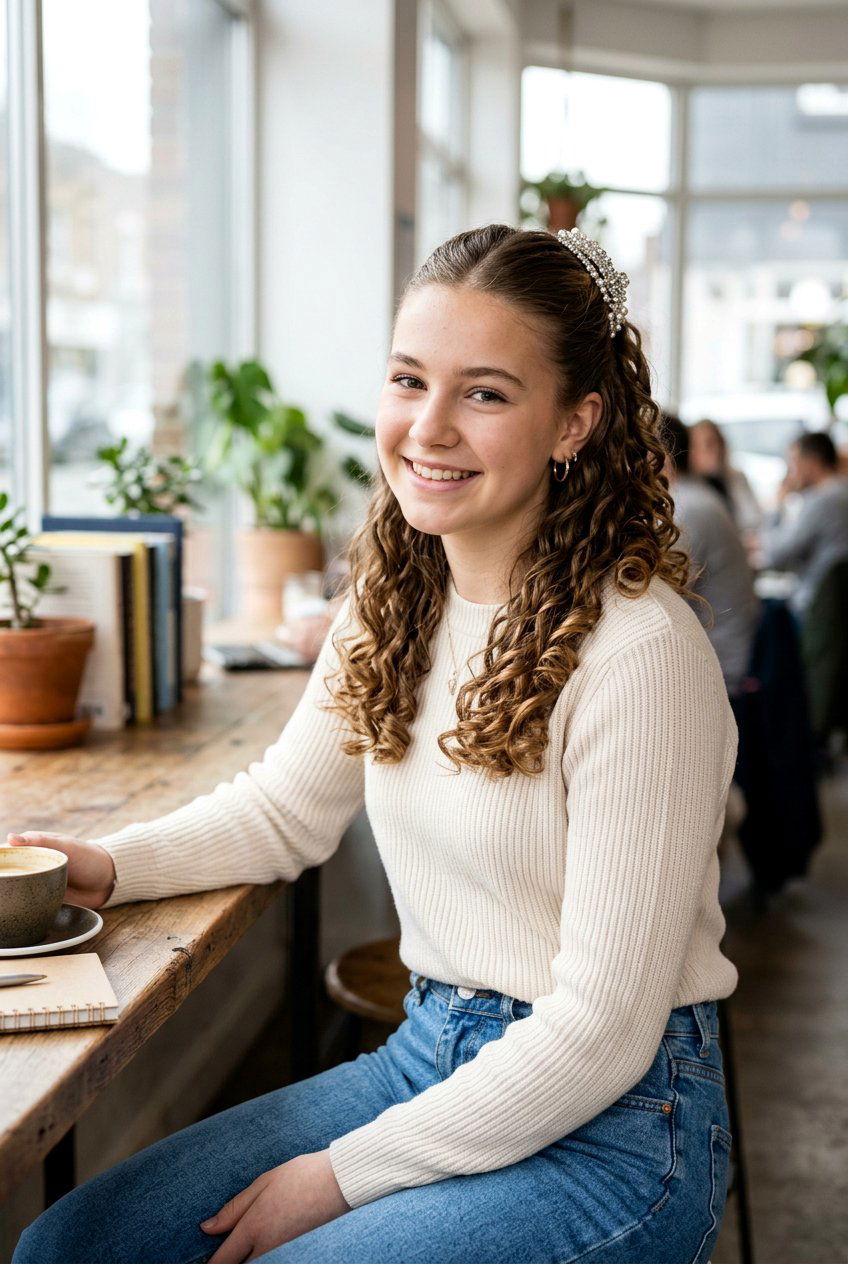 Half Up Half Down Curls - 20 birthday hairstyle for teenage girls - 20 birthday hairstyle for teenage girls