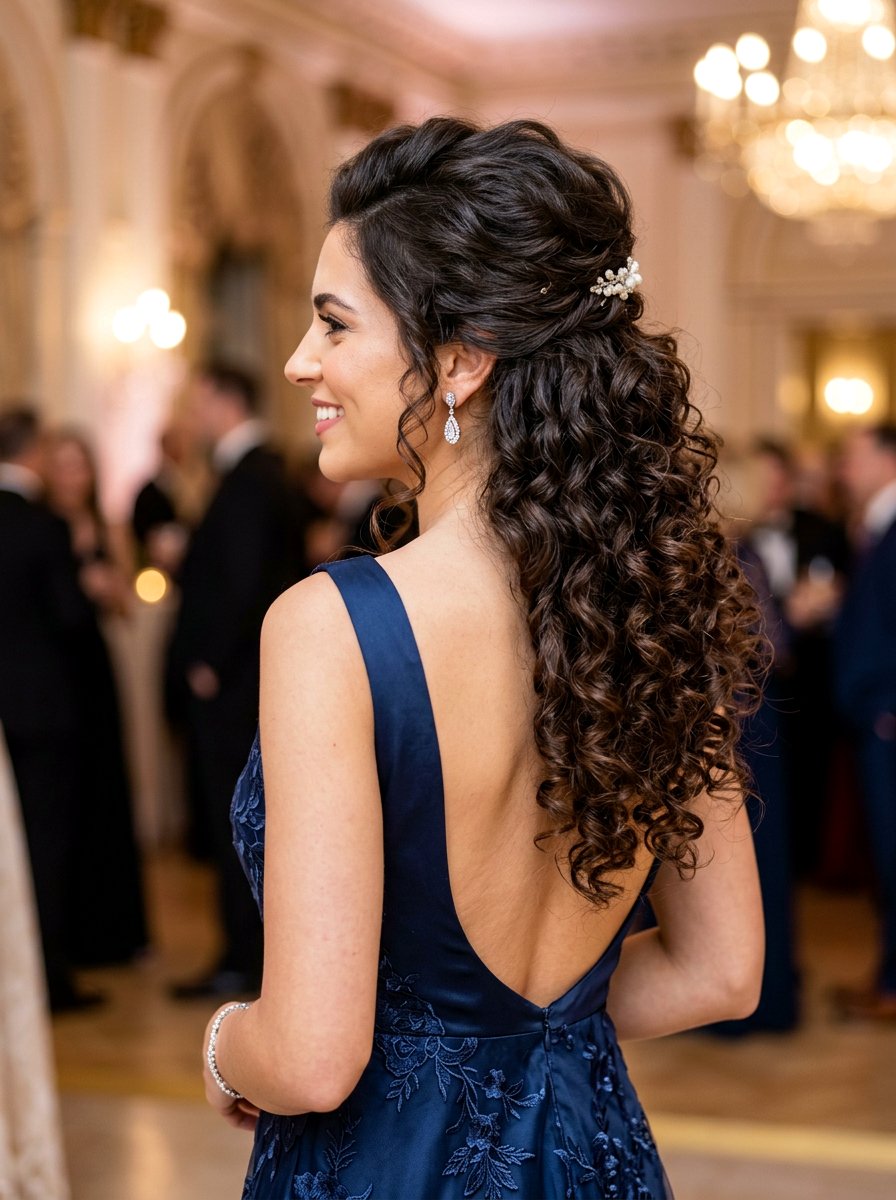 Half Up Half Down Curls - 20 date night hair ideas for women - 20 date night hair ideas for women