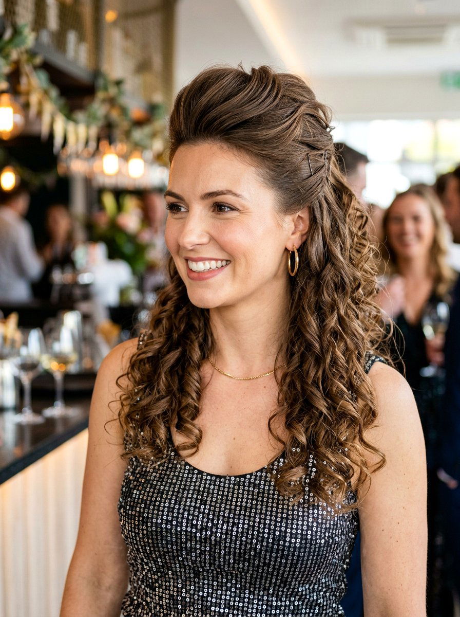 Half Up Half Down Curls - 20 glamorous birthday hairstyle ideas - 20 glamorous birthday hairstyle ideas