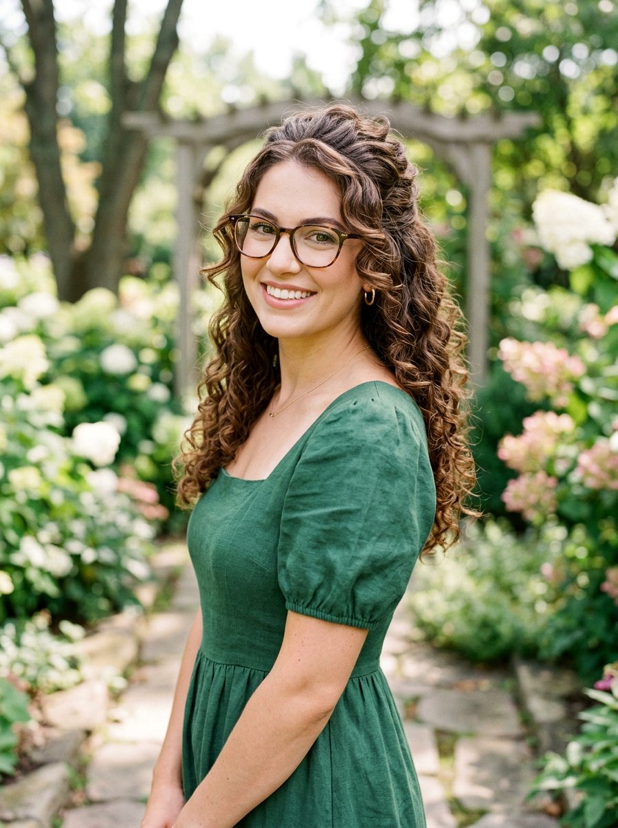 Half Up Half Down Curls - 20 interview hairstyle with glasses - 20 interview hairstyle with glasses