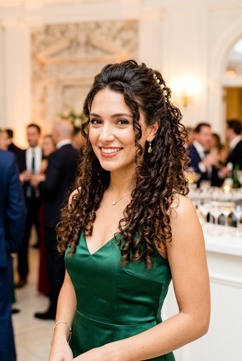 Half Up Half Down Curls - 20 mom polished date night hairstyle - 20 mom polished date night hairstyle