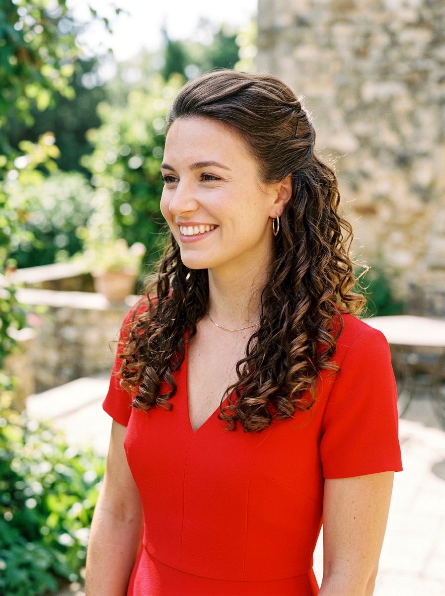 Half Up Half Down Curls - 20 party hairstyle for red dress - 20 party hairstyle for red dress