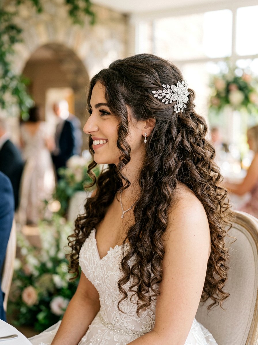 Half Up Half Down Curls - 20 prom hairstyles for thick long hair - 20 prom hairstyles for thick long hair