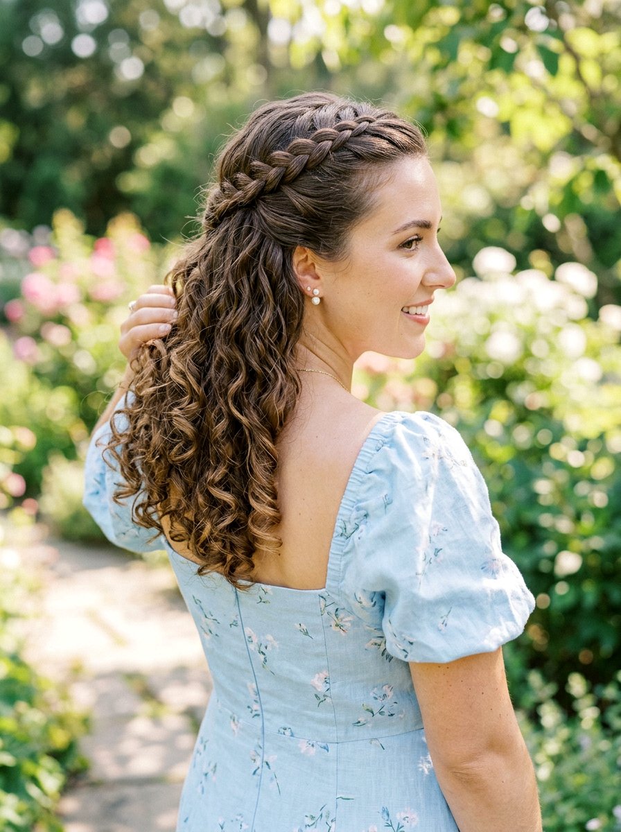Half Up Half Down Curls - 20 simple hairstyle for wedding shower - 20 simple hairstyle for wedding shower