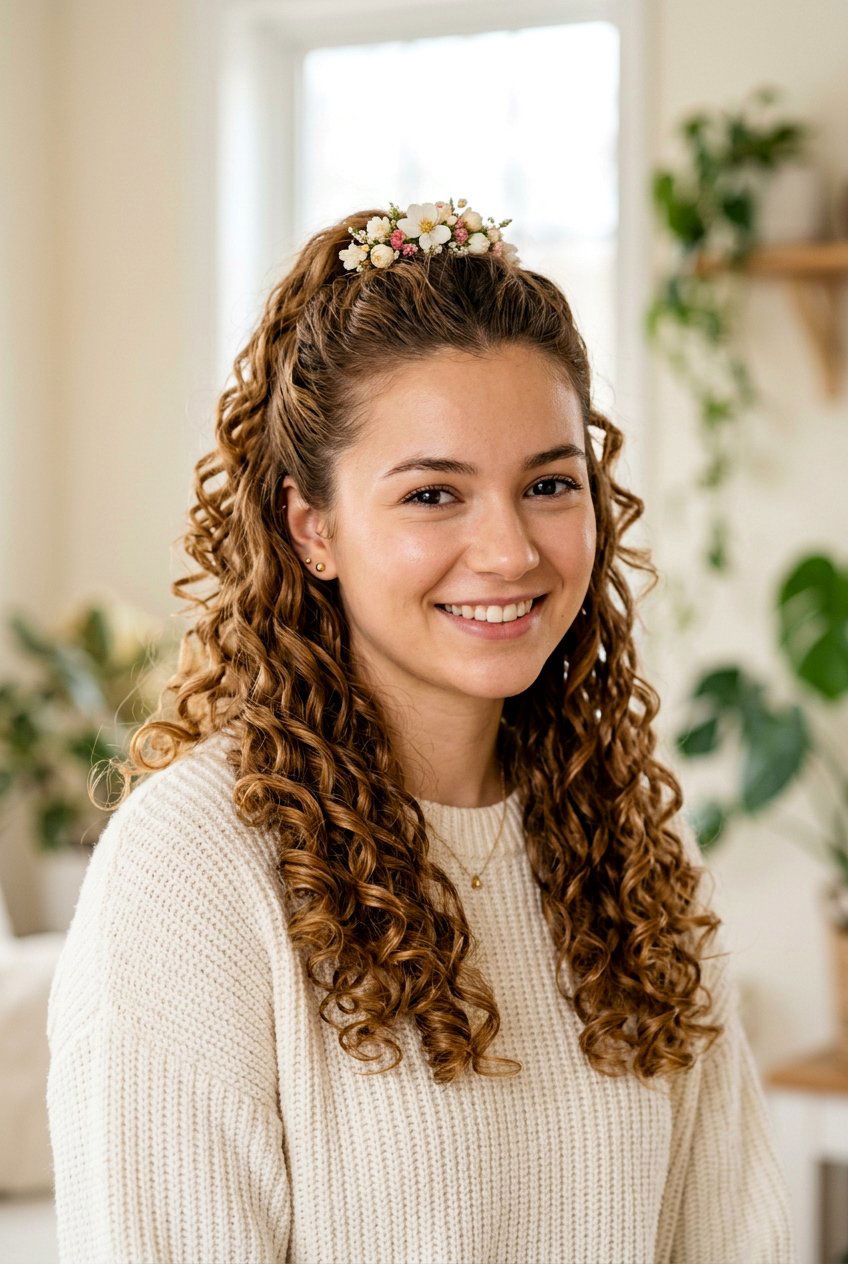 Half Up Half Down Curls - 20 picture day hairstyle for curly hair girls - 20 picture day hairstyle for curly hair girls