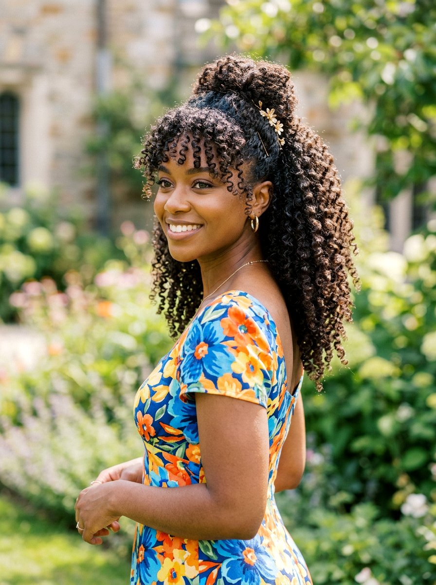 Half Up Half Down Curls For Naturally Curly Hair - 20 wedding guest half up half down curls - 20 wedding guest half up half down curls