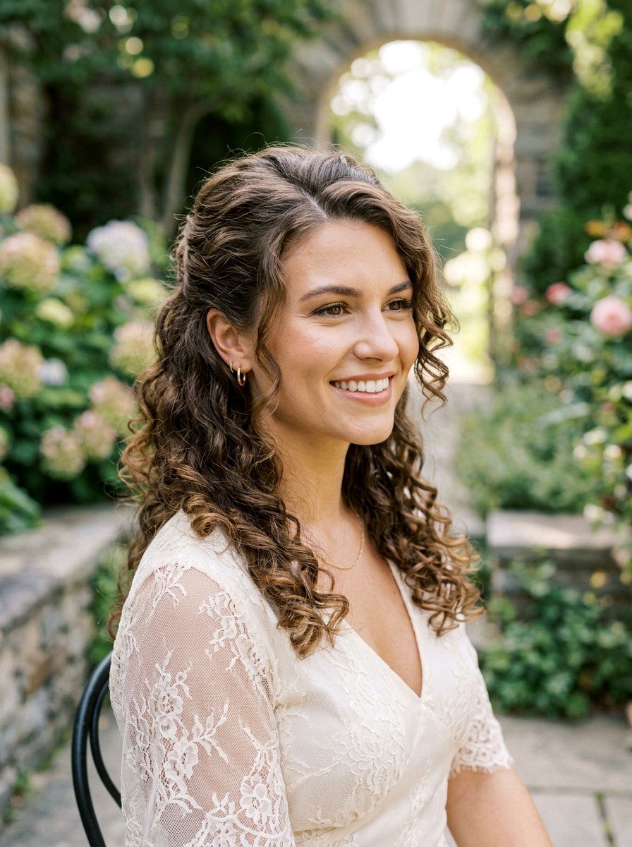 Half Up Half Down Curls For Square Face - 20 wedding guest half up half down curls - 20 wedding guest half up half down curls