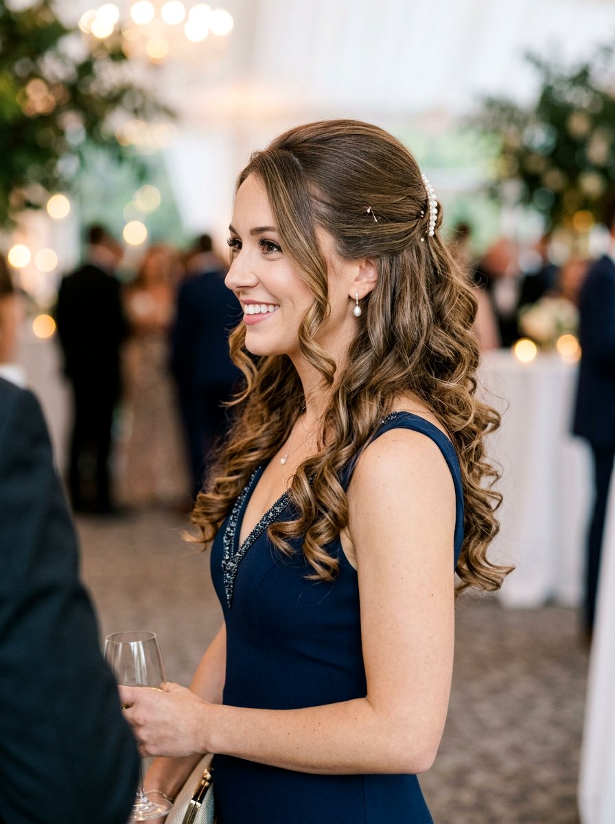 Half Up Half Down Curls Medium Layers - 20 party hairstyle for medium layers - 20 party hairstyle for medium layers