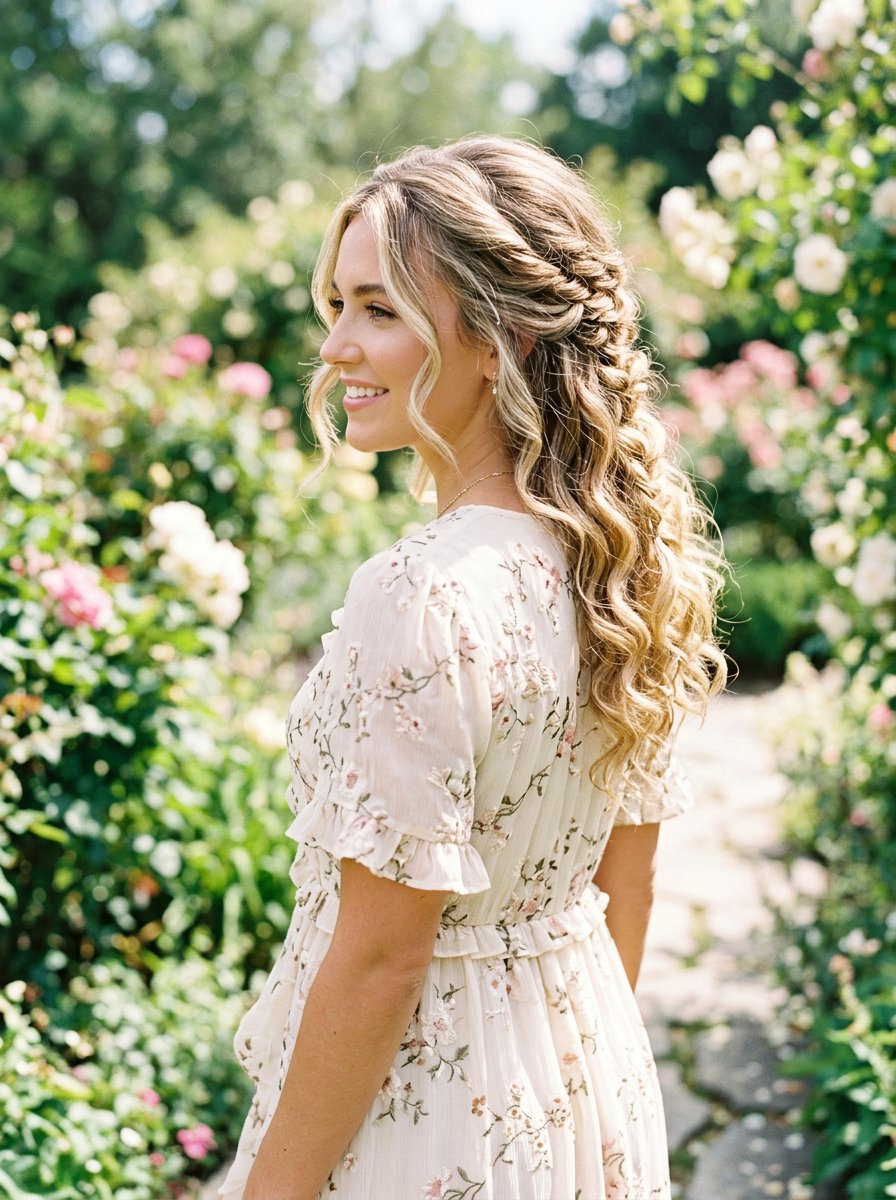 Half Up Half Down Curls With Loose Twists - 20 wedding guest half up half down curls - 20 wedding guest half up half down curls