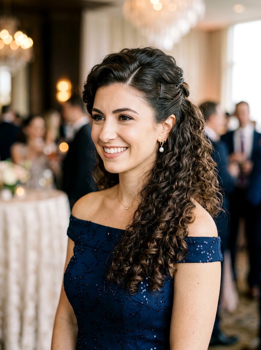 Half Up Half Down Curls With Side Part - 20 wedding guest half up half down curls - 20 wedding guest half up half down curls