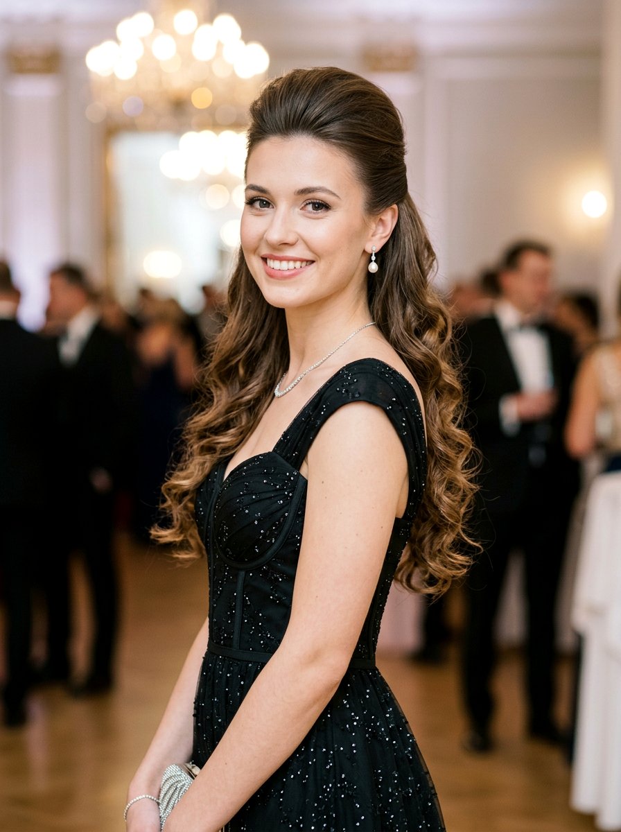 Half Up Half Down Curls With Volume At Crown - 20 wedding guest half up half down curls - 20 wedding guest half up half down curls