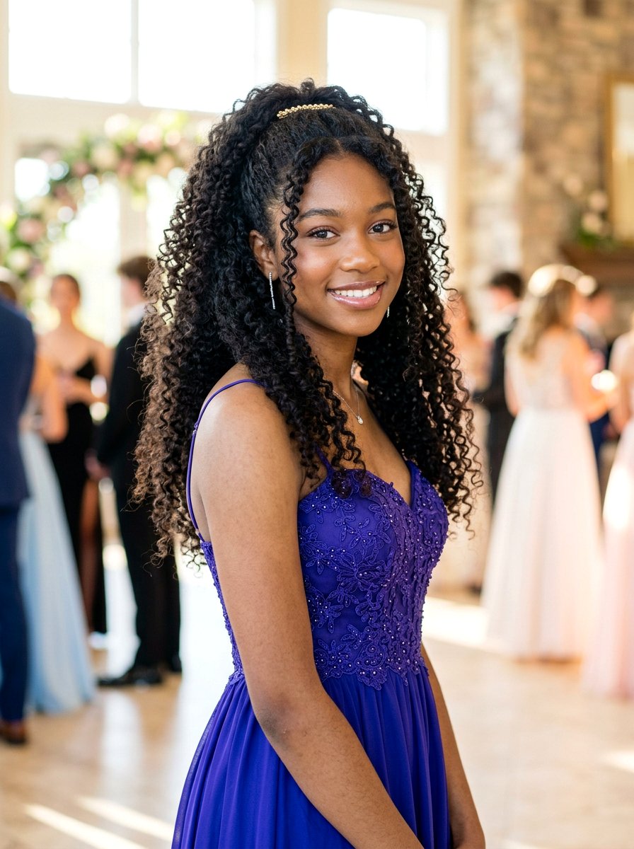 Half Up Half Down Curly Hair - 20 homecoming half up hairstyle - 20 homecoming half up hairstyle