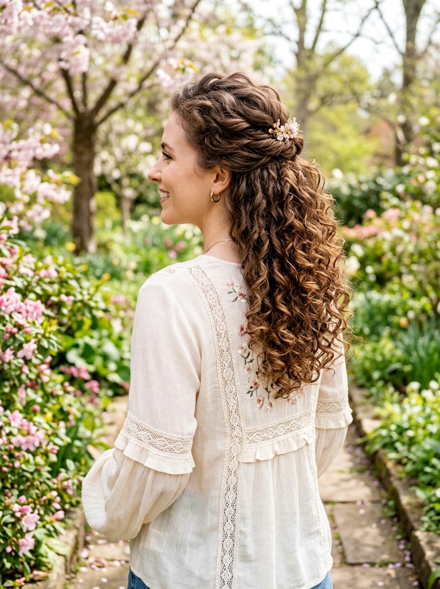 Half Up Half Down Curly Hair - 20 curly hairstyle ideas for women - 20 curly hairstyle ideas for women