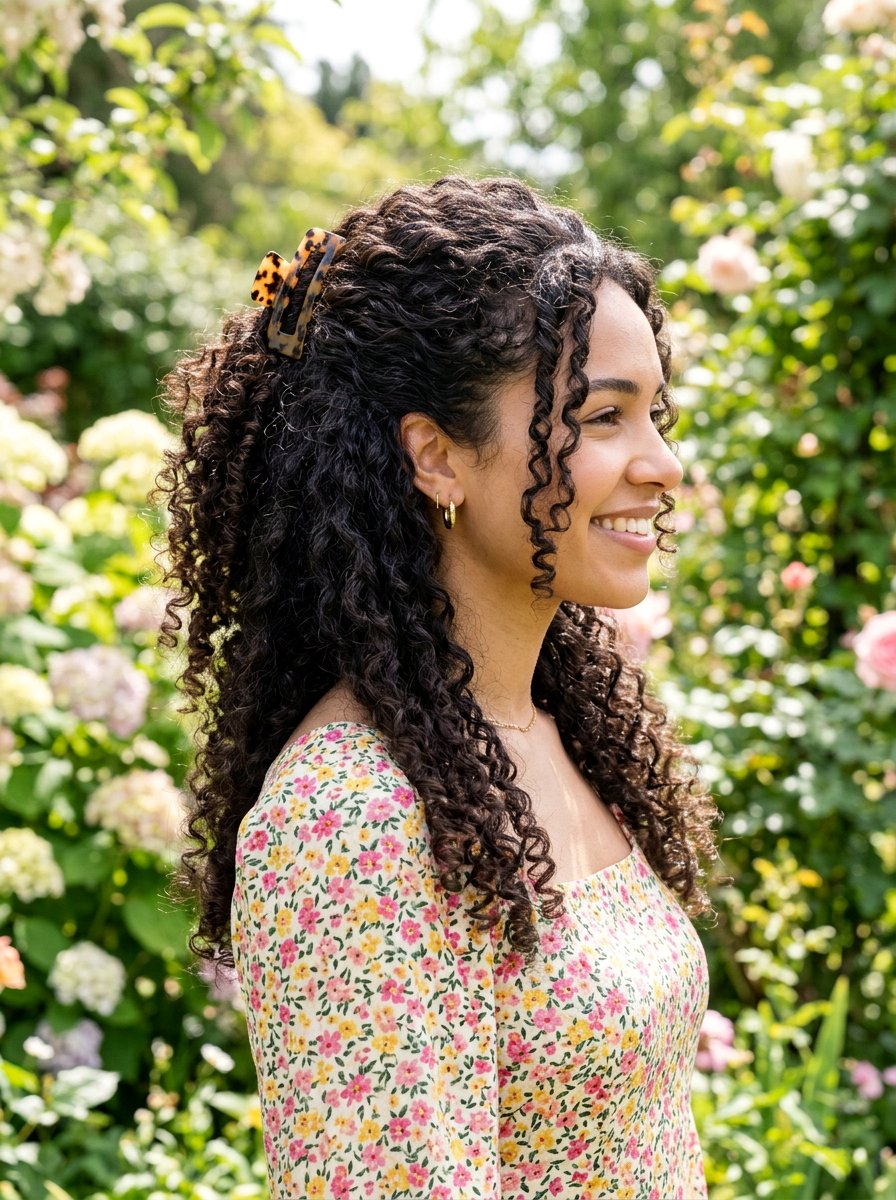 Half Up Half Down Curly Hair - 20 cute curly hairstyle ideas for women - 20 cute curly hairstyle ideas for women