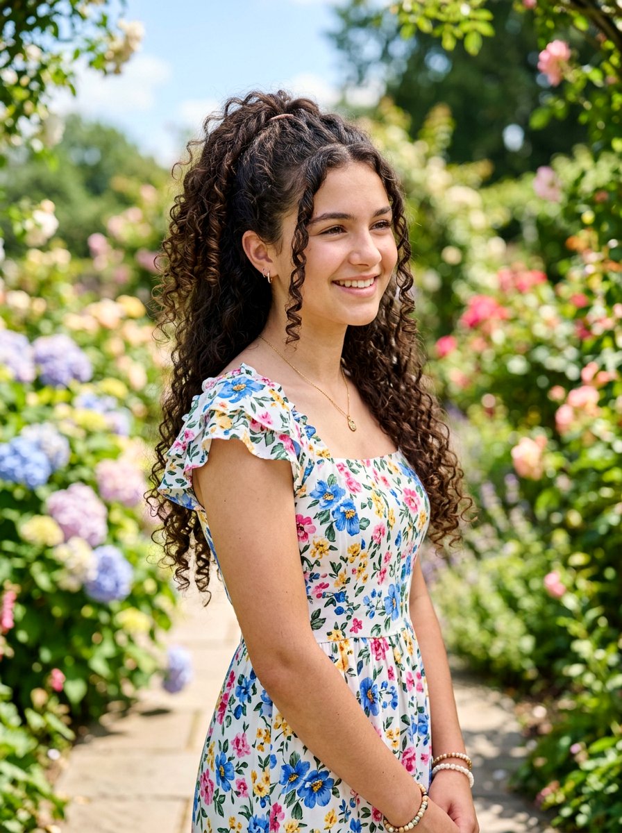 Half Up Half Down Curly Ponytail - 20 teen girls homecoming curls ponytail - 20 teen girls homecoming curls ponytail