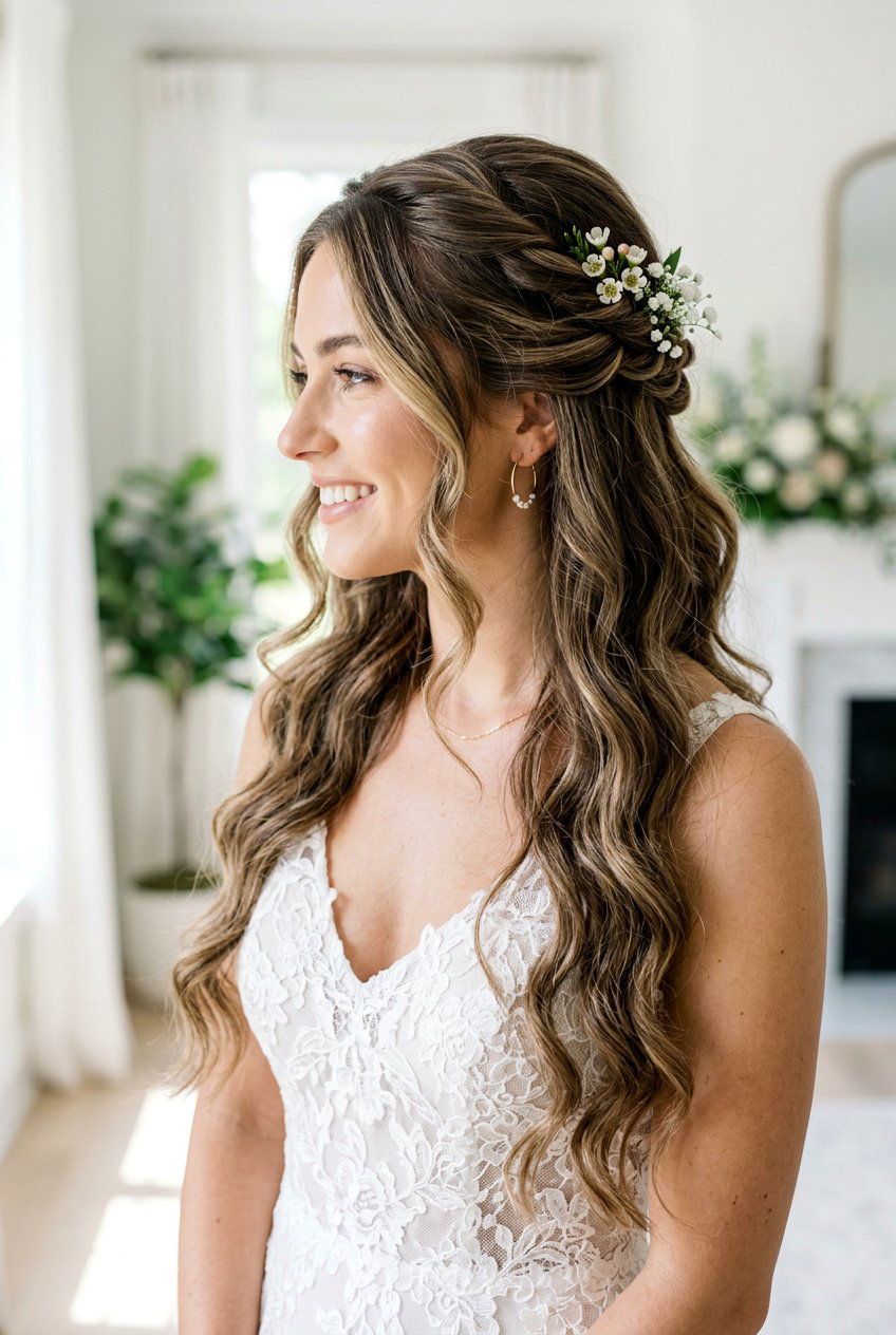 Half Up Half Down Engagement Hair - 20 engagement shoot hairstyles - 20 engagement shoot hairstyles
