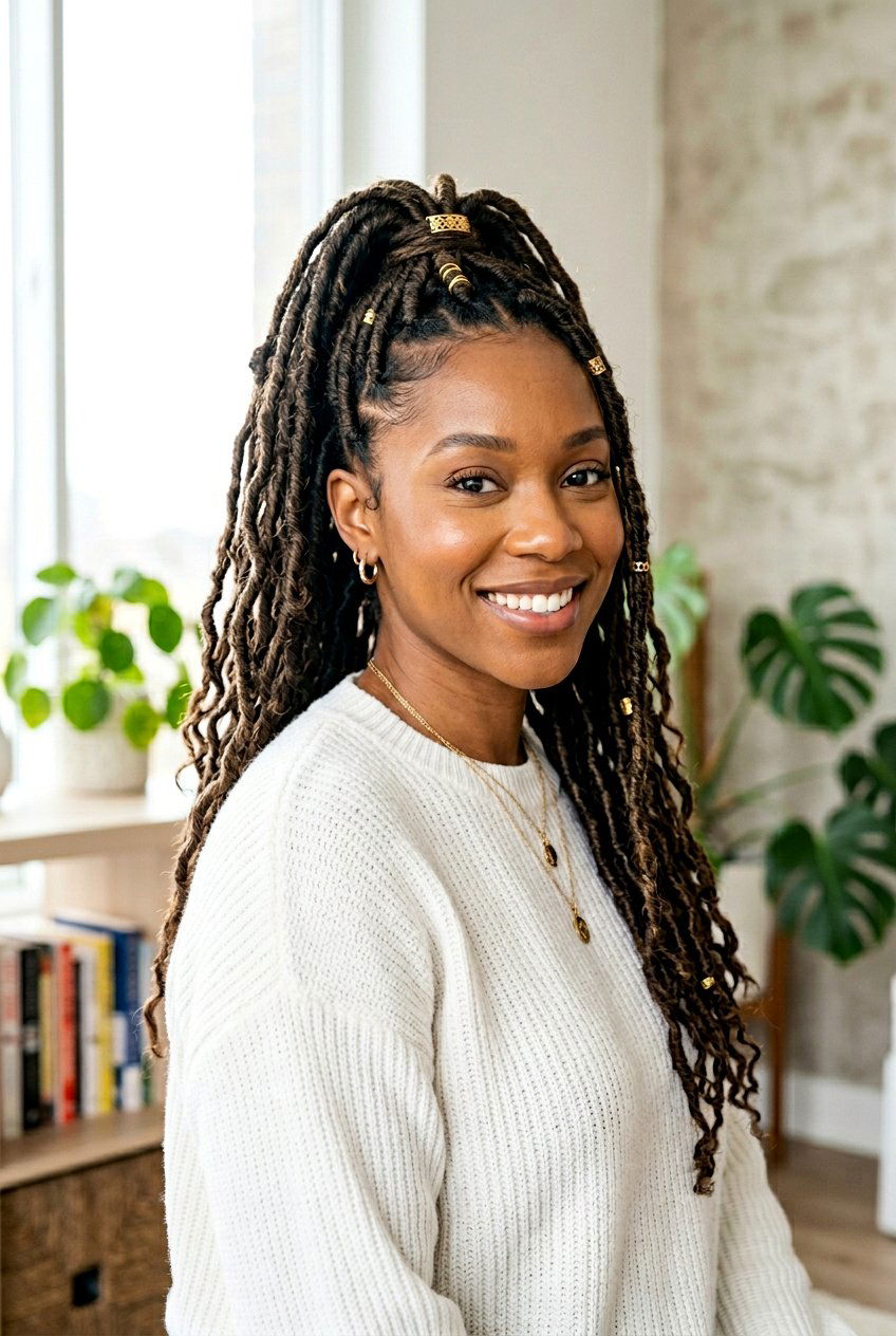 Half Up Half Down Faux Loc Ponytail - 20 faux loc ponytail hairstyles - 20 faux loc ponytail hairstyles