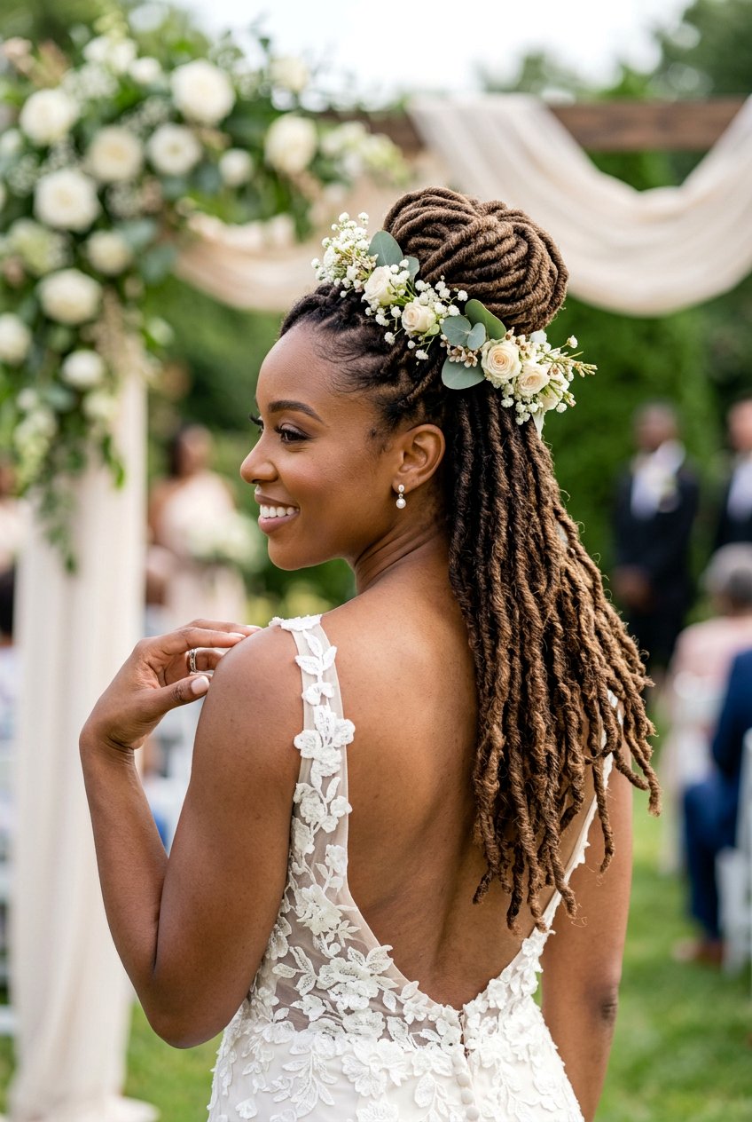 Half Up Half Down Faux Locs Bridal Updo - 20 bridal faux loc updo - 20 bridal faux loc updo