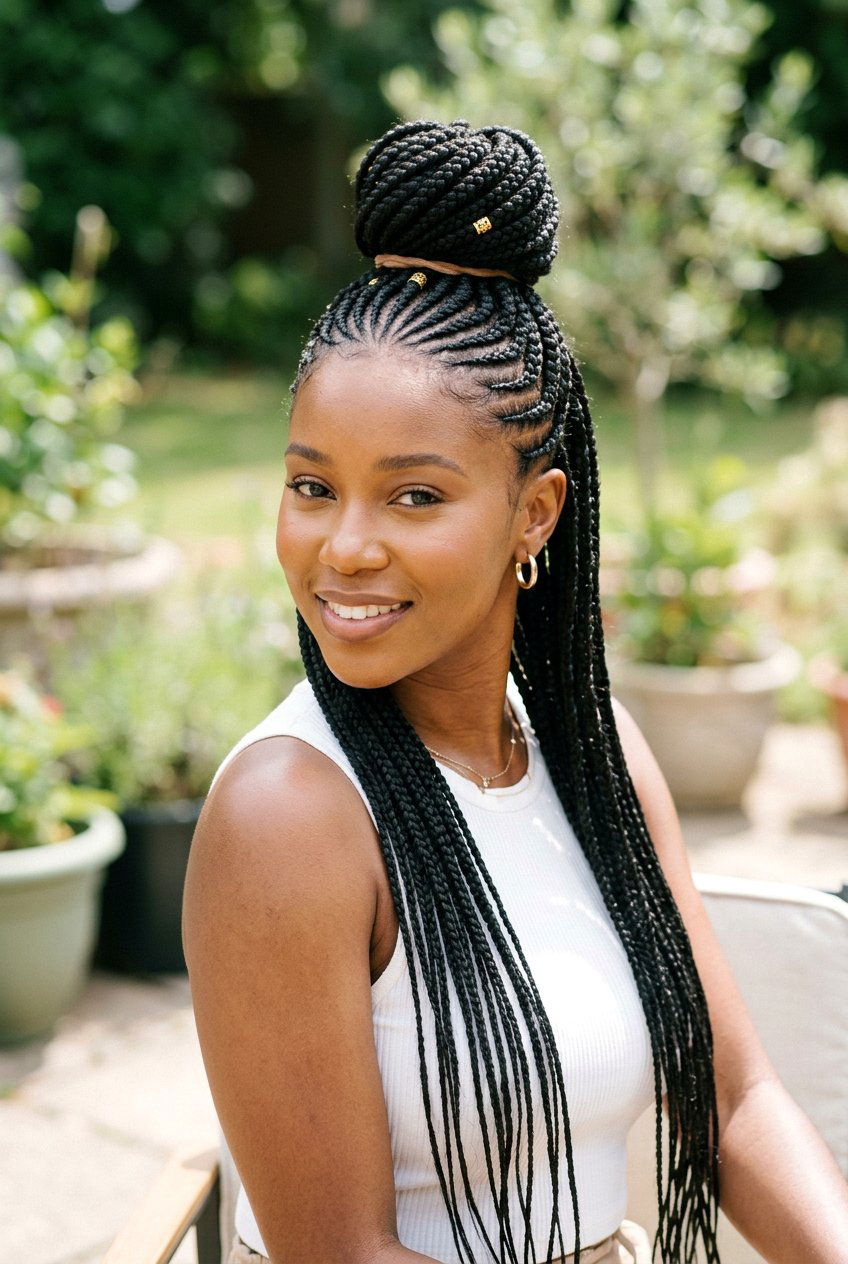 Half Up Half Down Feed In Braids - 20 feed in braids hairstyles - 20 feed in braids hairstyles