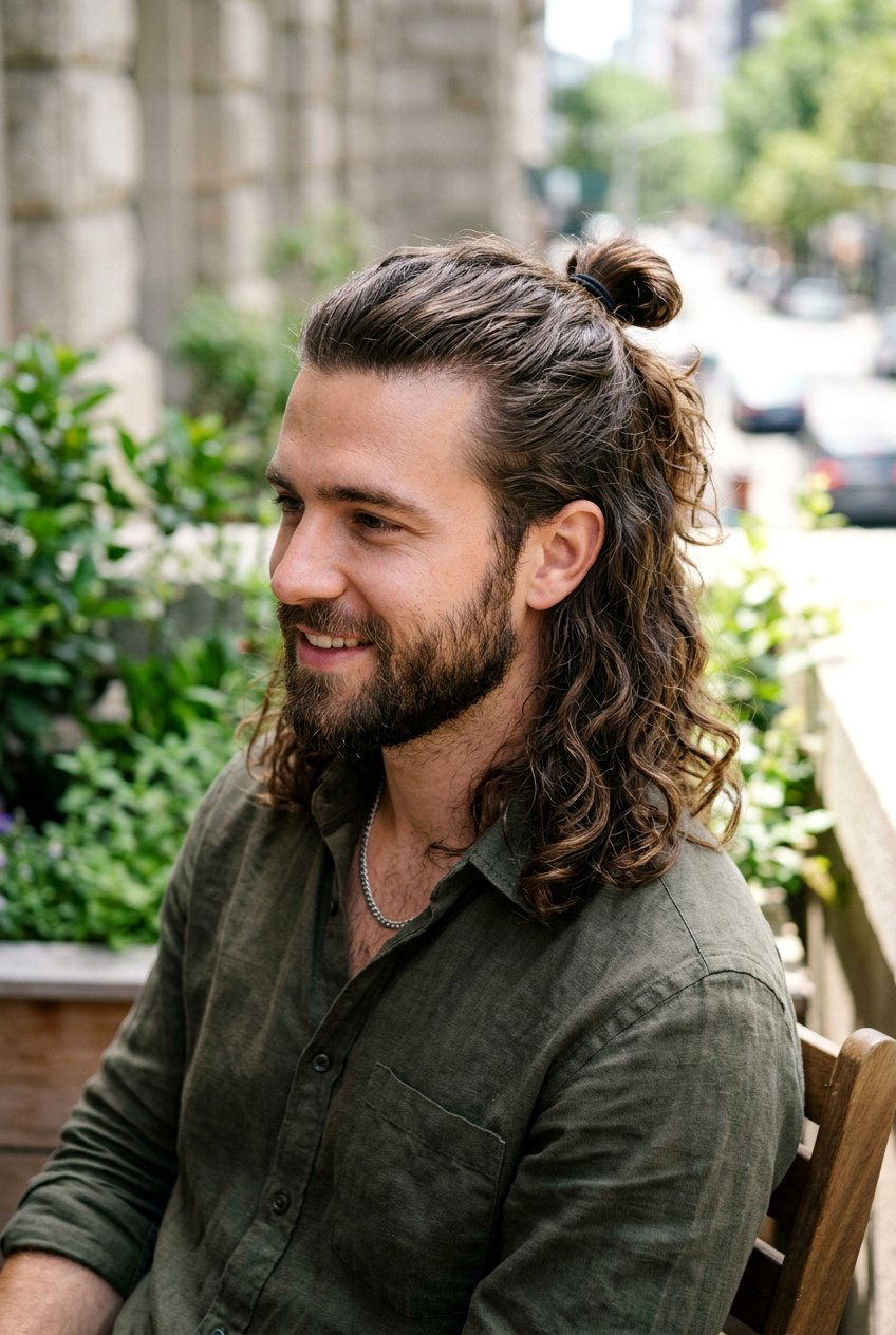 Half Up Half Down Hair - 20 long hairstyles for men - 20 long hairstyles for men