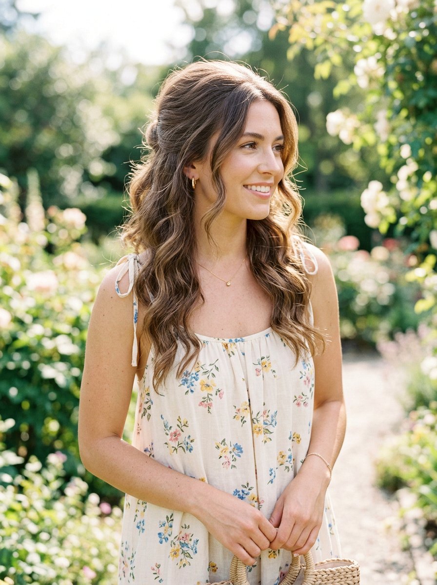 Half Up Half Down Hairstyle - 20 cute hairstyle for coffee date - 20 cute hairstyle for coffee date