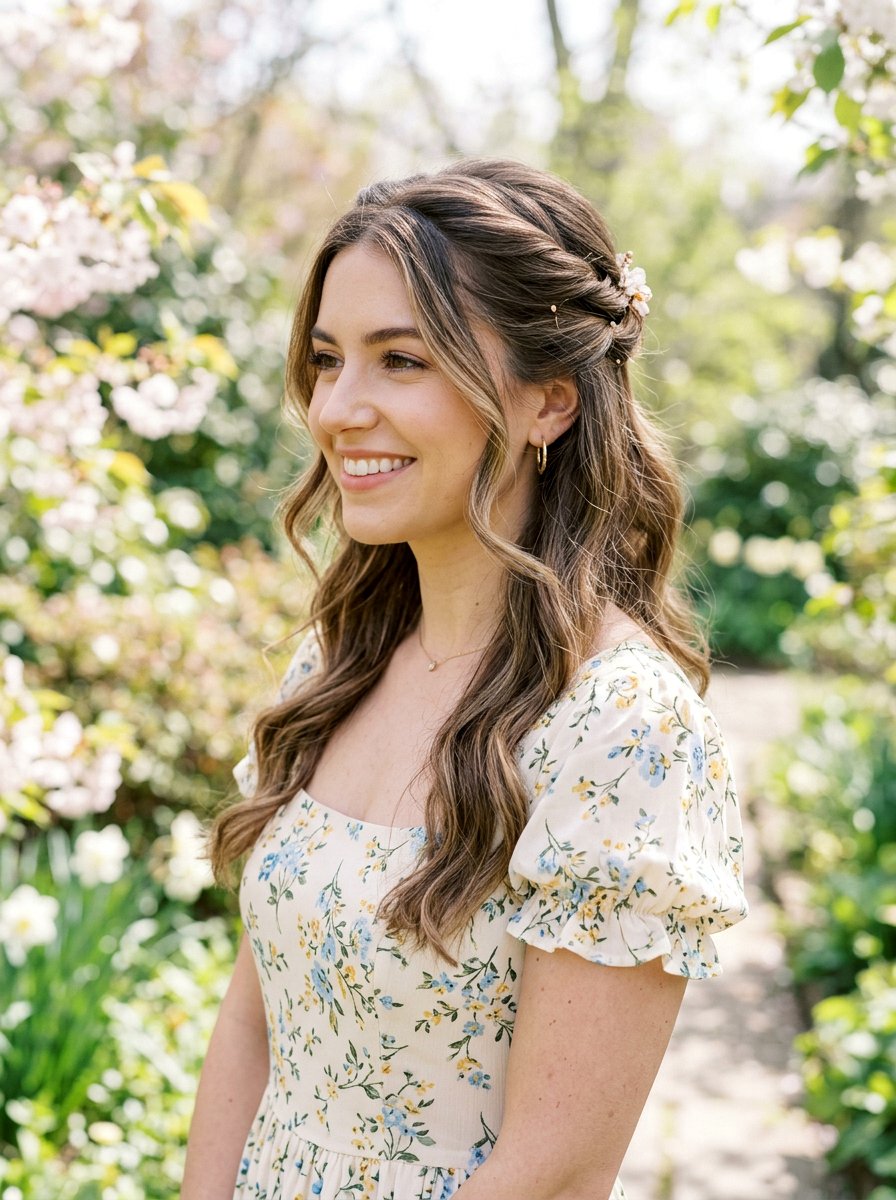 Half Up Half Down Hairstyle - 20 easy hairstyle for shoulder length layers - 20 easy hairstyle for shoulder length layers