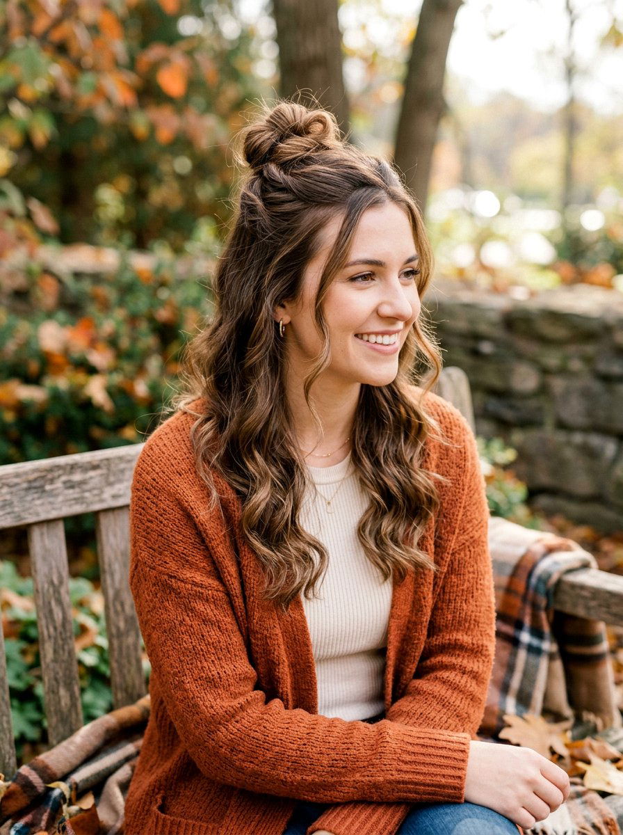 Half Up Half Down Hairstyle - 20 hairstyle to balance broad shoulders women - 20 hairstyle to balance broad shoulders women