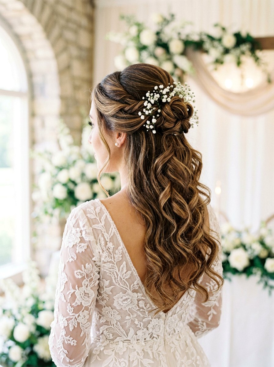 Half Up Half Down Hairstyle - 20 pre wedding shoot hairstyles - 20 pre wedding shoot hairstyles