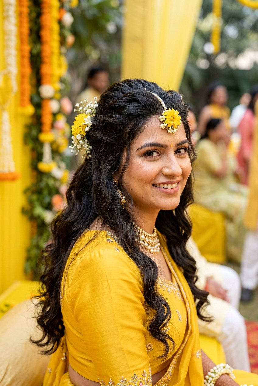 20 Stunning Haldi Hairstyles For Bride On Her Special Day