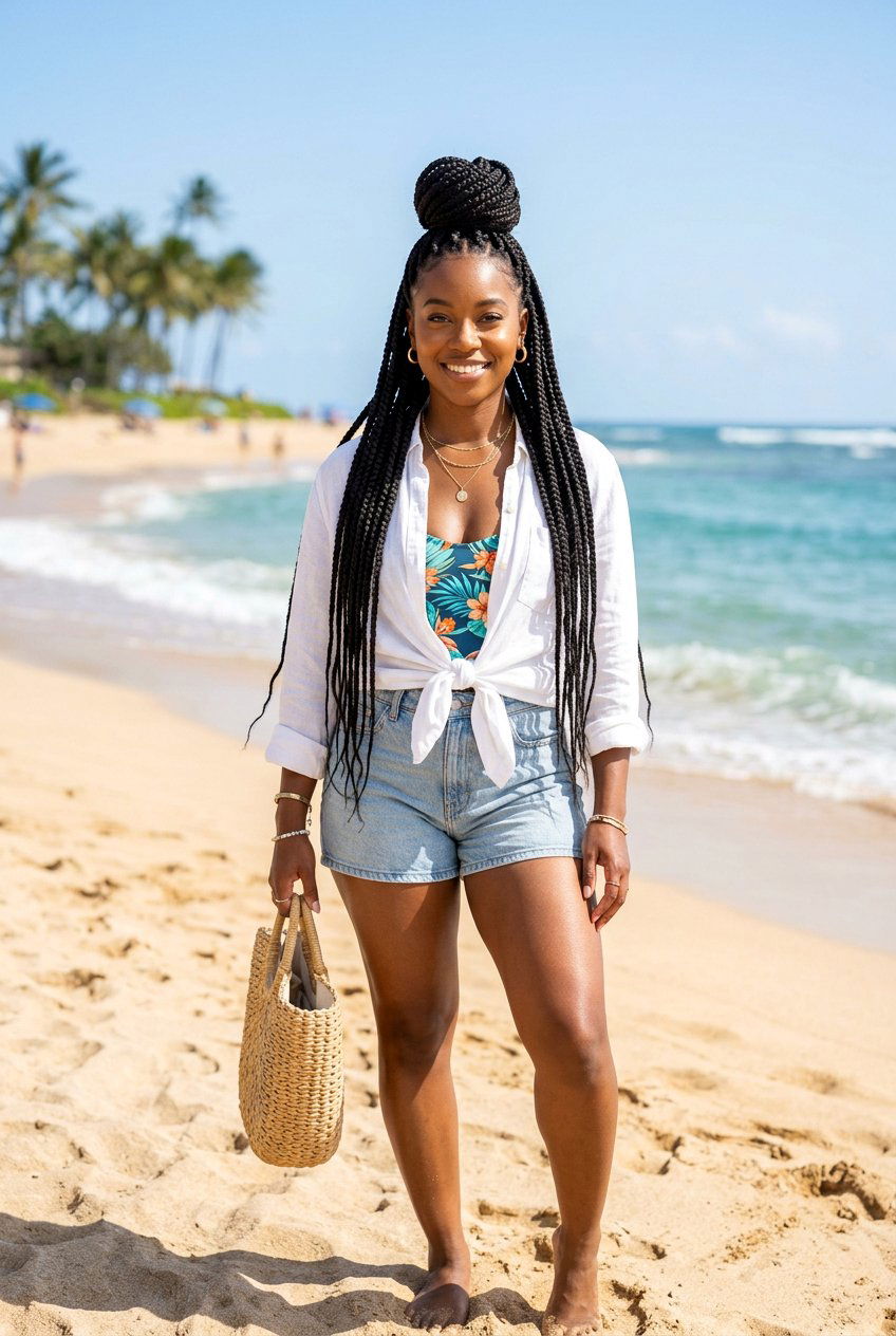 Half Up Half Down Large Knotless Braids - 20 large knotless braids for vacation - 20 large knotless braids for vacation