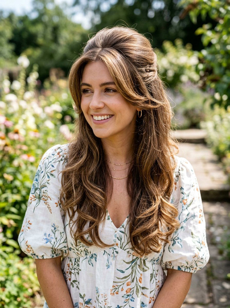 Half Up Half Down Layered Blowout - 20 easy blowout styling ideas for layers - 20 easy blowout styling ideas for layers