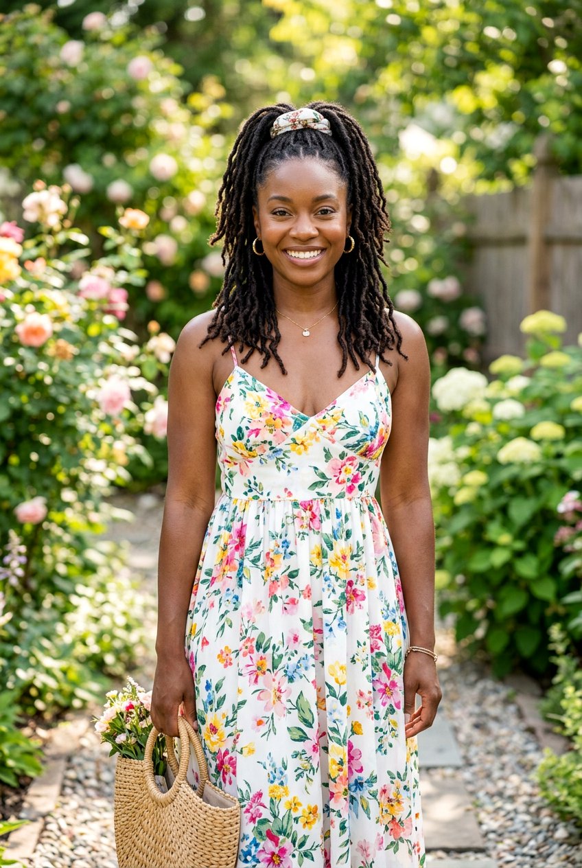 Half Up Half Down Loc Ponytail - 20 loc ponytail hairstyle - 20 loc ponytail hairstyle