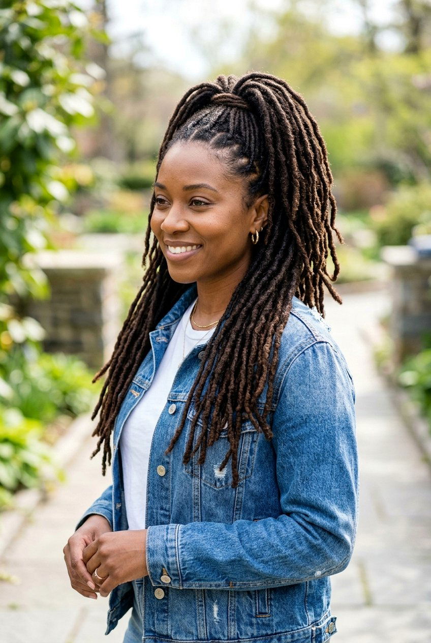 Half Up Half Down Loc Ponytail - 20 long loc ponytail for women - 20 long loc ponytail for women