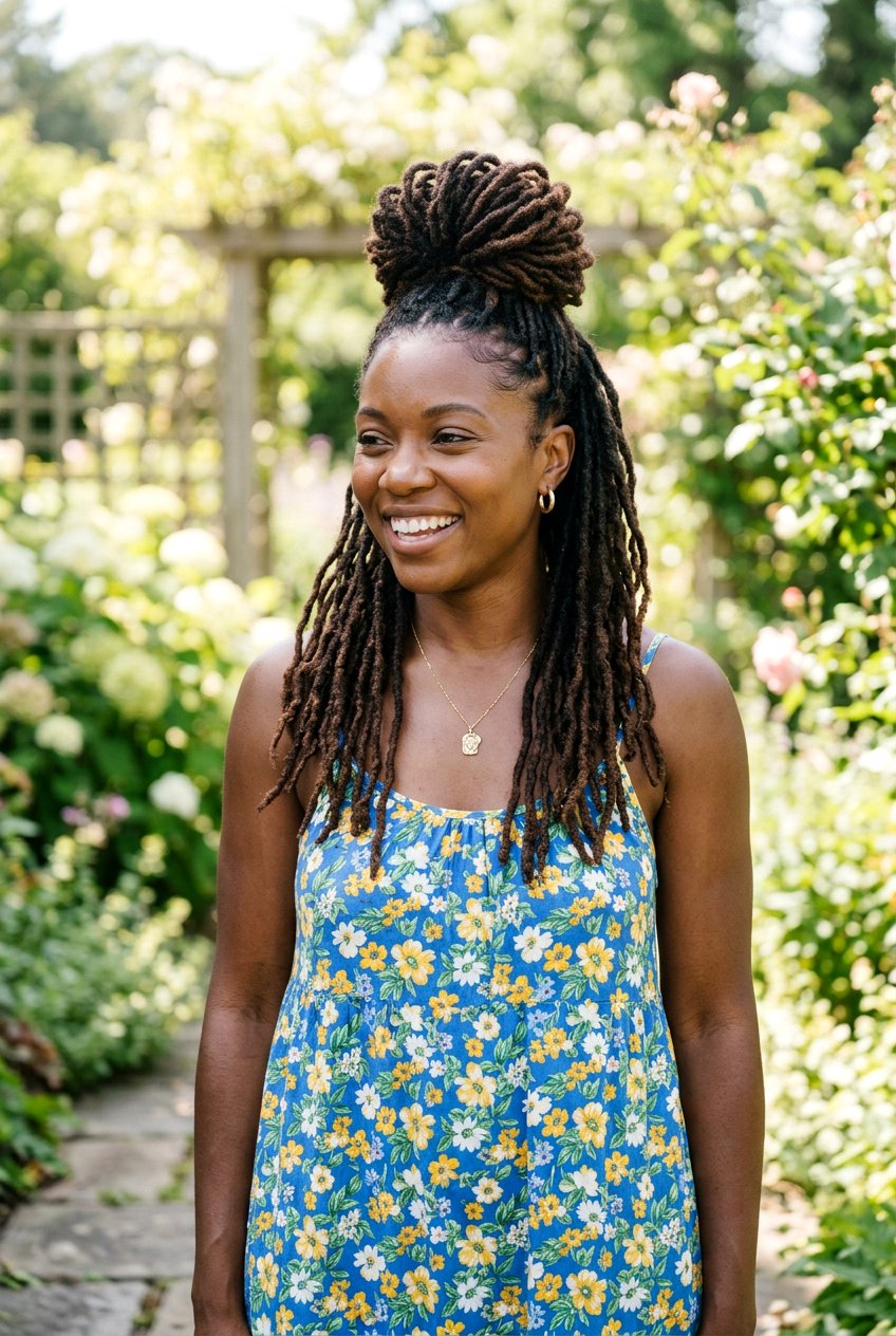 Half Up Half Down Locs - 20 black women loc hairstyle ideas - 20 black women loc hairstyle ideas