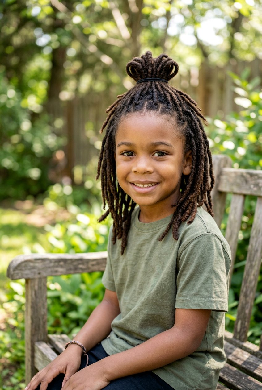 Half Up Half Down Locs - 20 little boys loc ponytail styles - 20 little boys loc ponytail styles