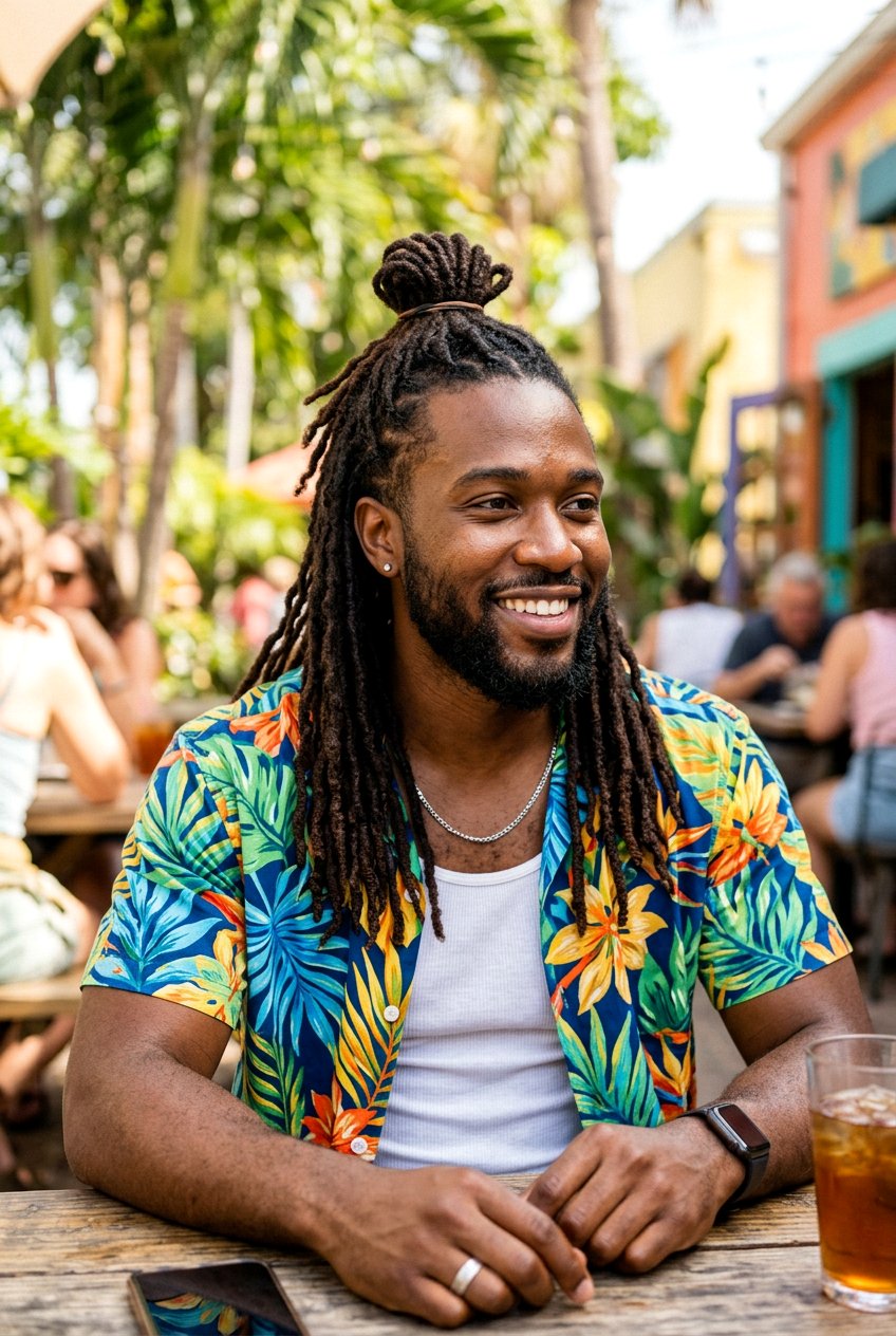 Half Up Half Down Locs - 20 long loc styles for black men - 20 long loc styles for black men