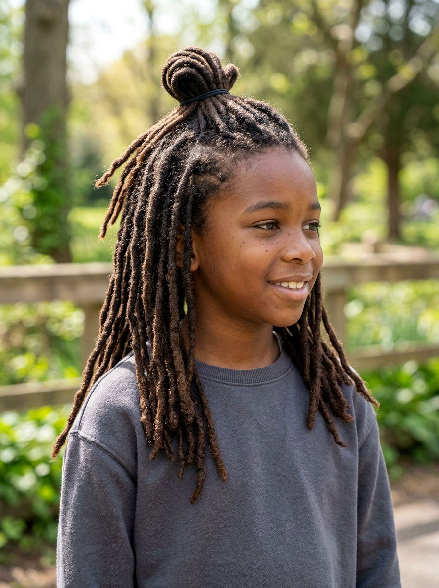 Half Up Half Down Locs - 20 school loc styles for boys - 20 school loc styles for boys
