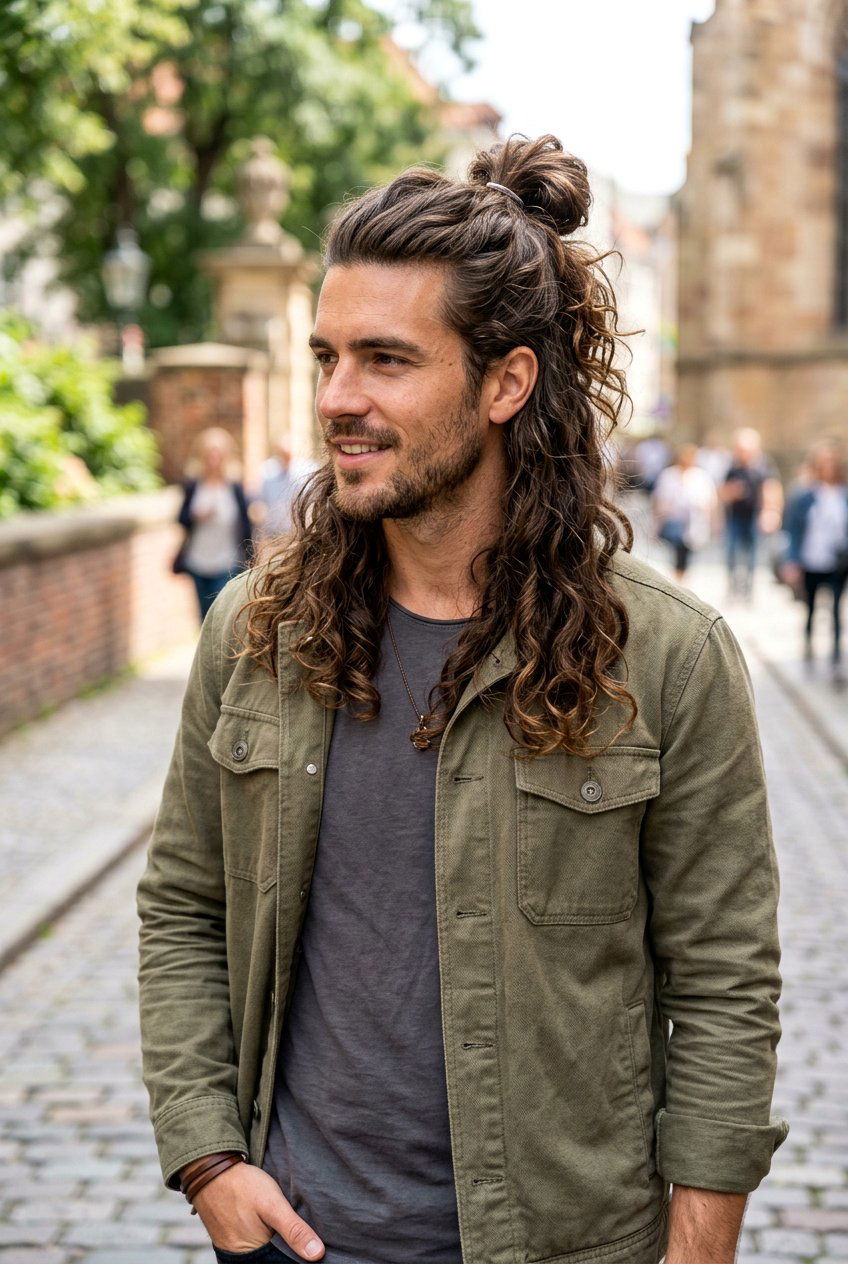 Half Up Half Down Long Waves - 20 men shoulder length waves haircut - 20 men shoulder length waves haircut