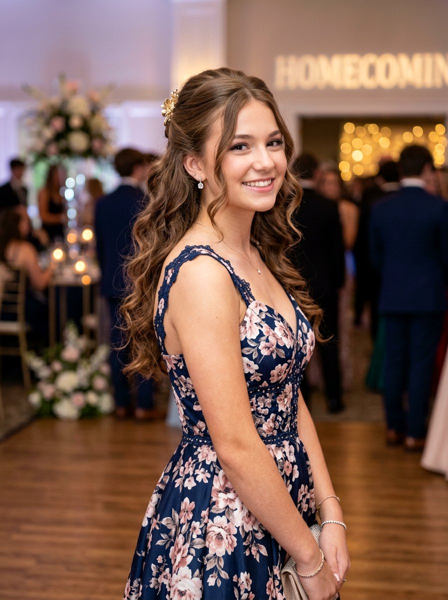 Half Up Half Down Loose Curls - 20 homecoming half up hairstyle - 20 homecoming half up hairstyle