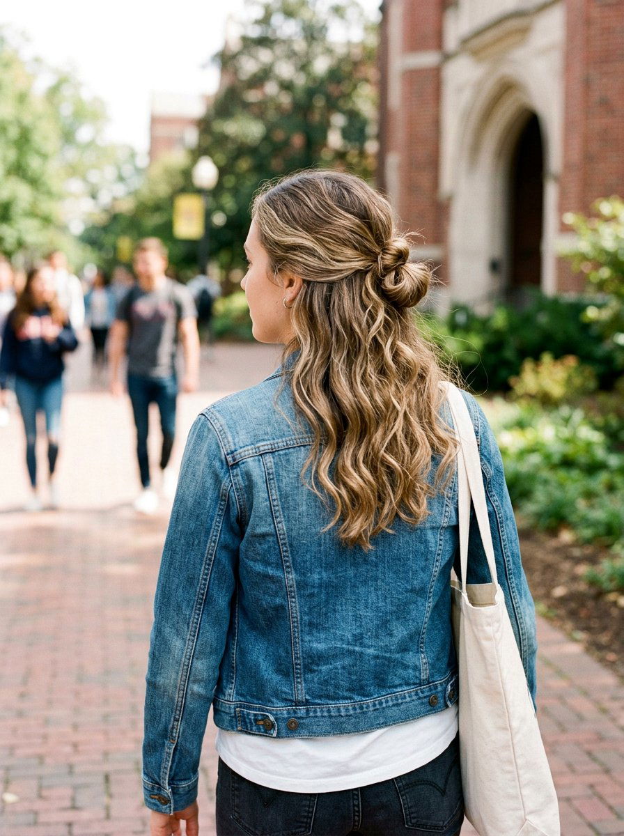 Half Up Half Down Low Bun - 20 college girls low bun for class - 20 college girls low bun for class
