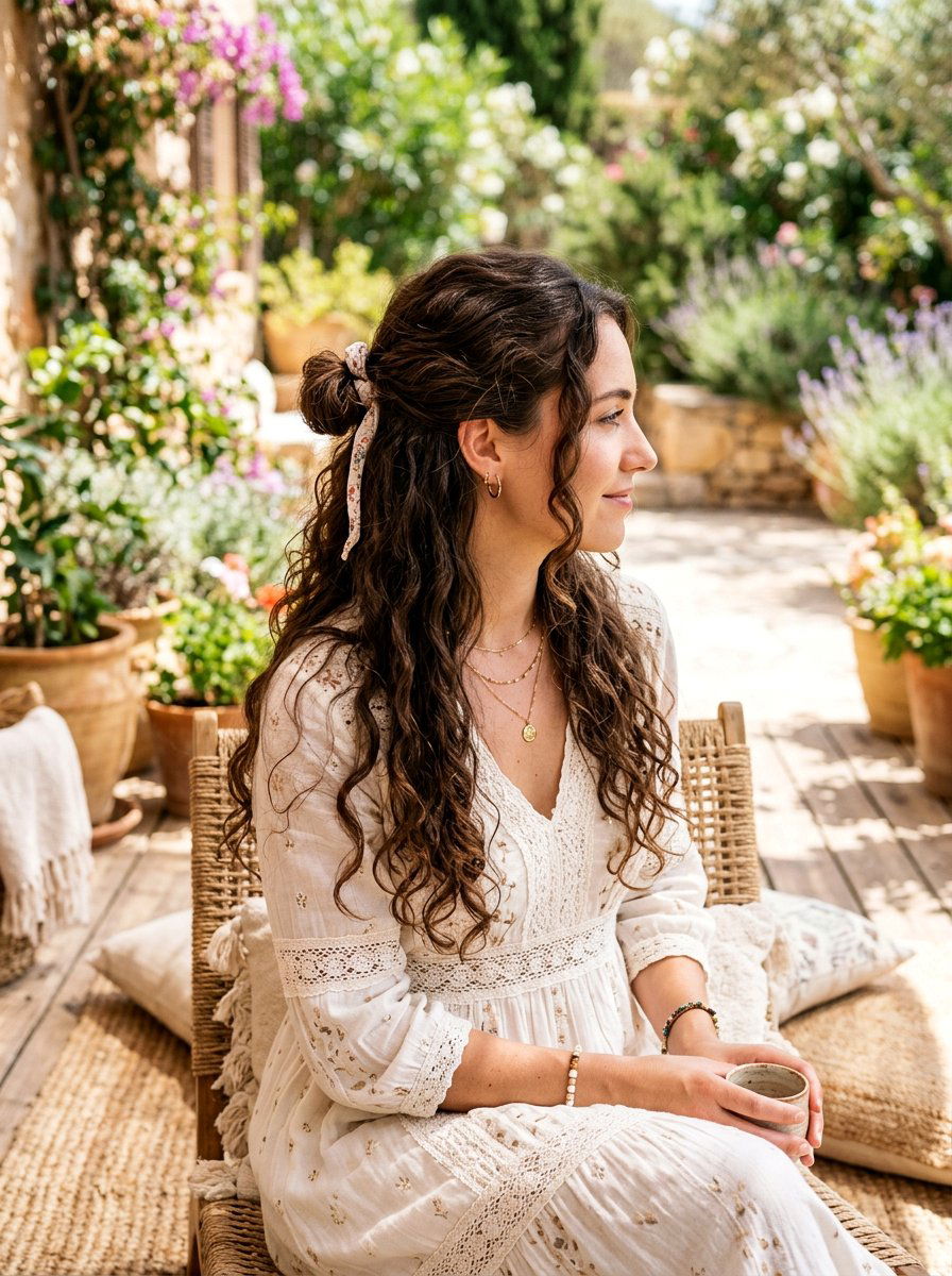 Half Up Half Down Low Bun - 20 date night hairstyle with low bun - 20 date night hairstyle with low bun