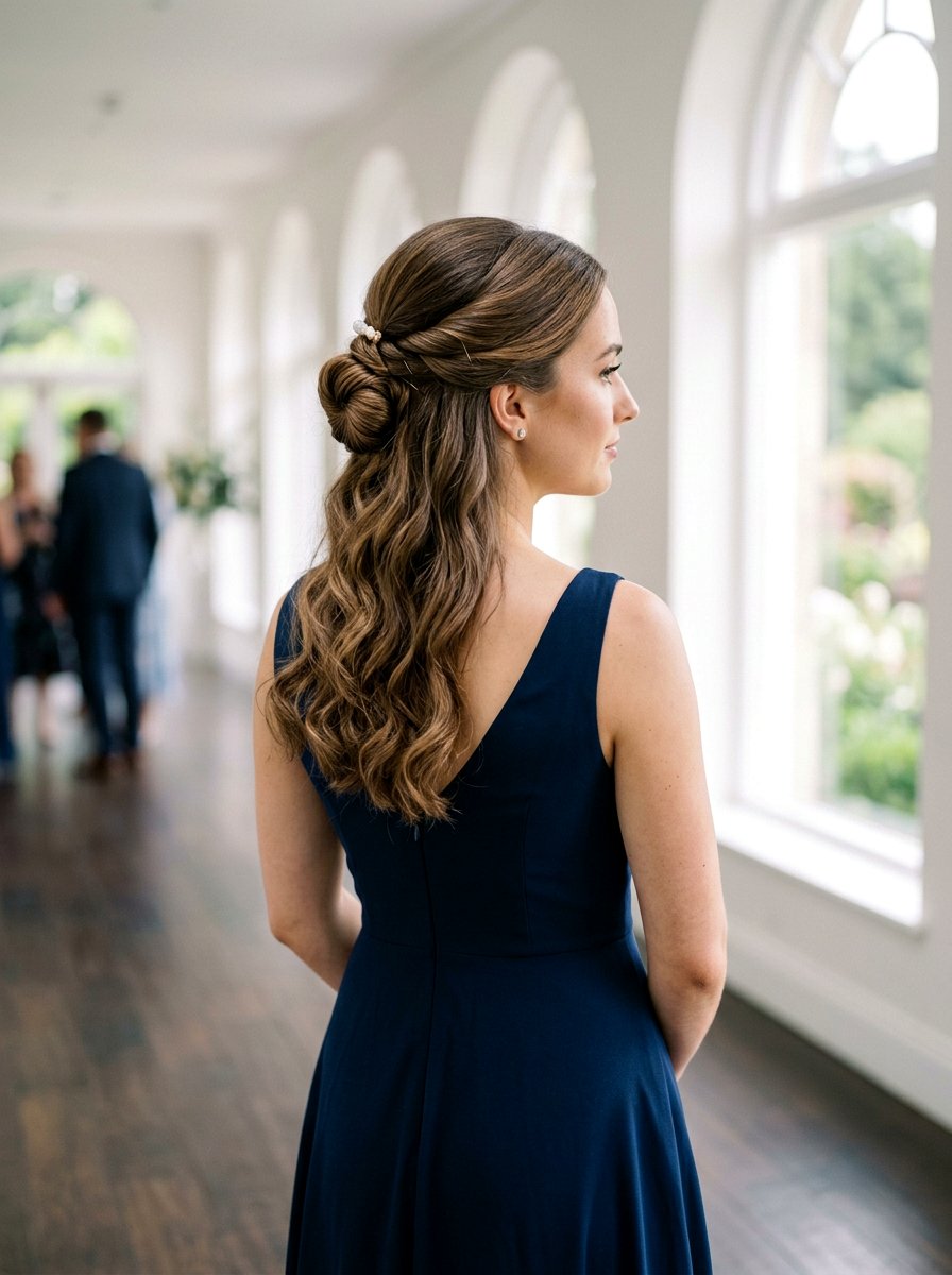 Half Up Half Down Low Twisted Bun - 20 homecoming half up hairstyle - 20 homecoming half up hairstyle