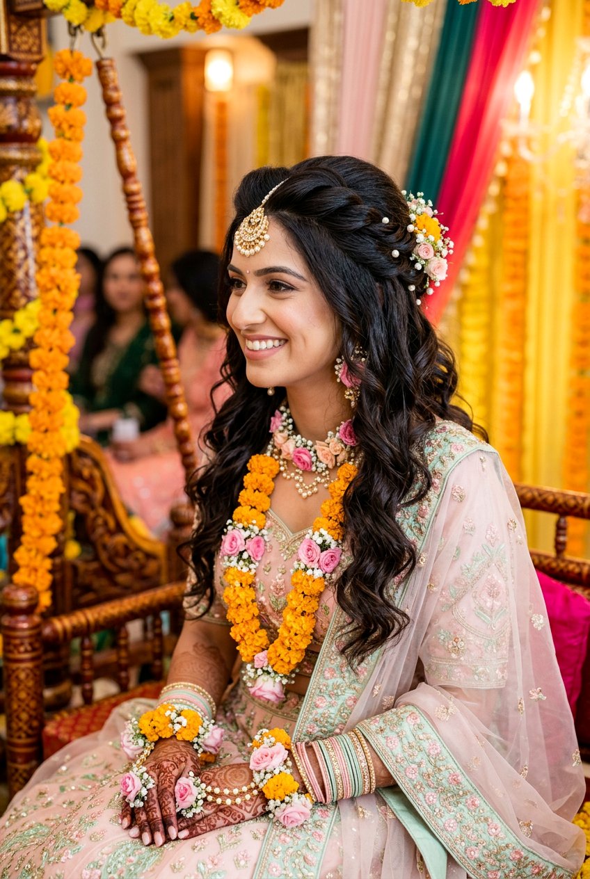 Half Up Half Down Mayun Hairstyles For Bride - 20 mayun hairstyles for bride - 20 mayun hairstyles for bride