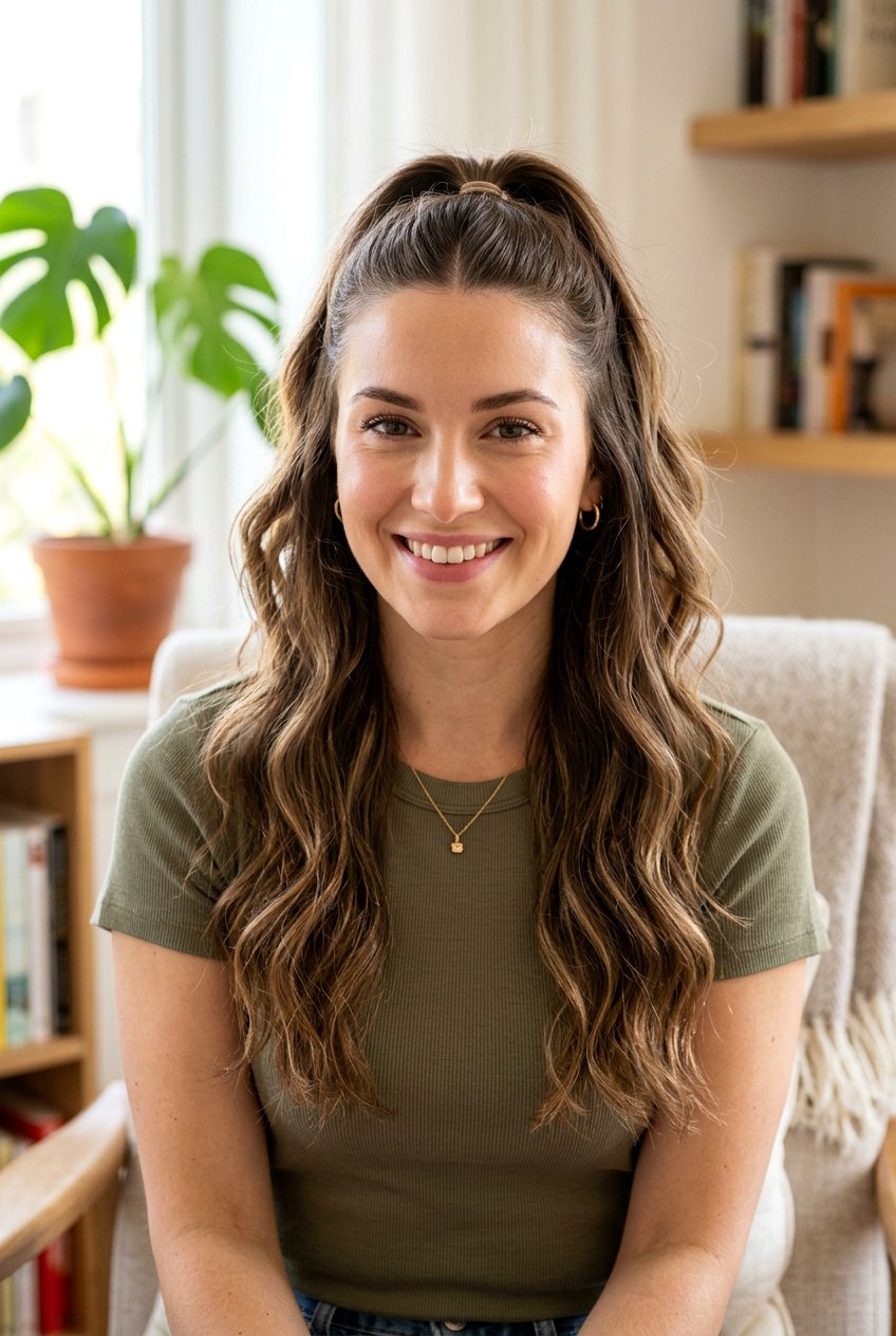 Half Up Half Down Middle Part Hair - 20 everyday middle part hairstyle - 20 everyday middle part hairstyle