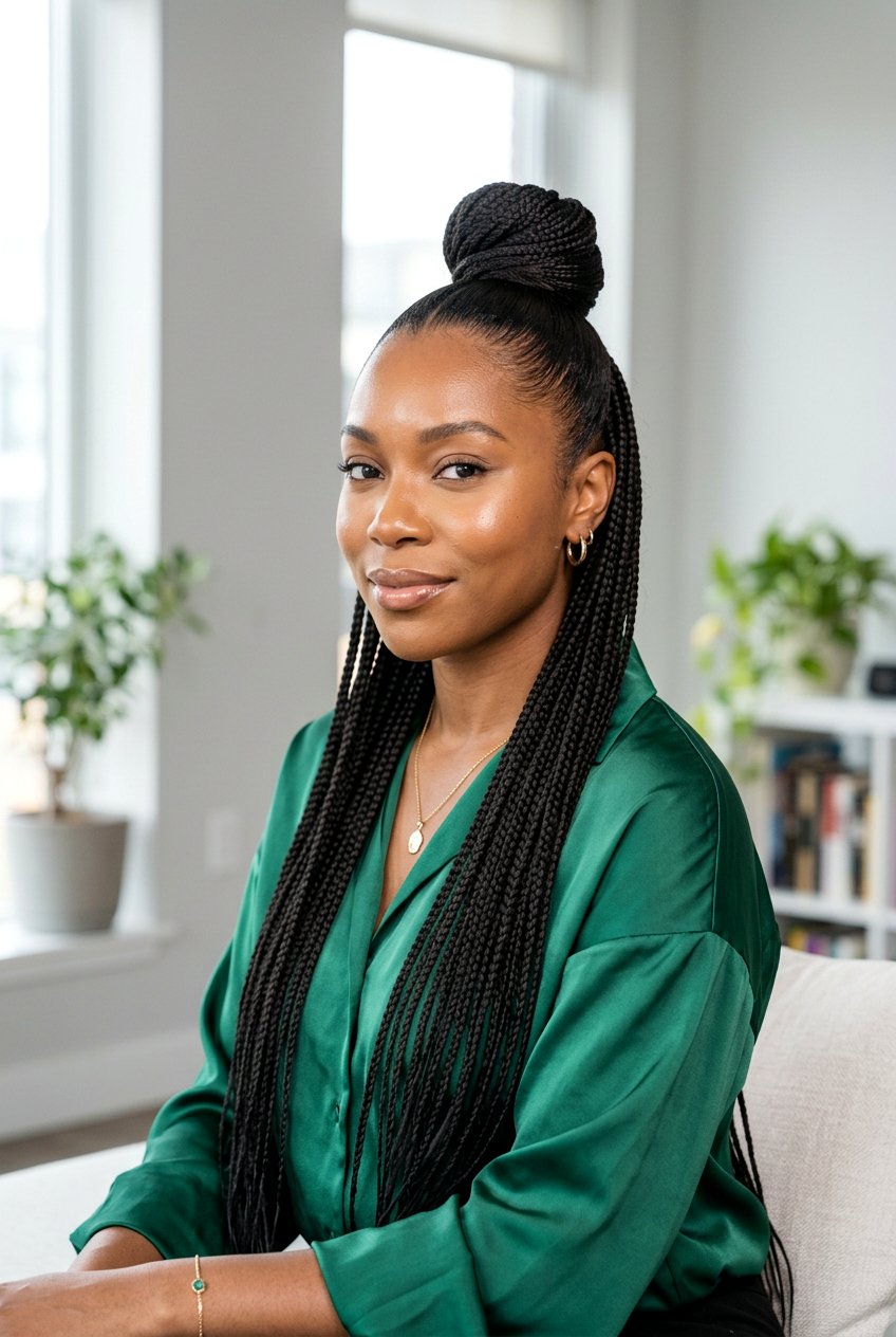 Half Up Half Down Mini Braids - 20 mini braids on natural hair - 20 mini braids on natural hair