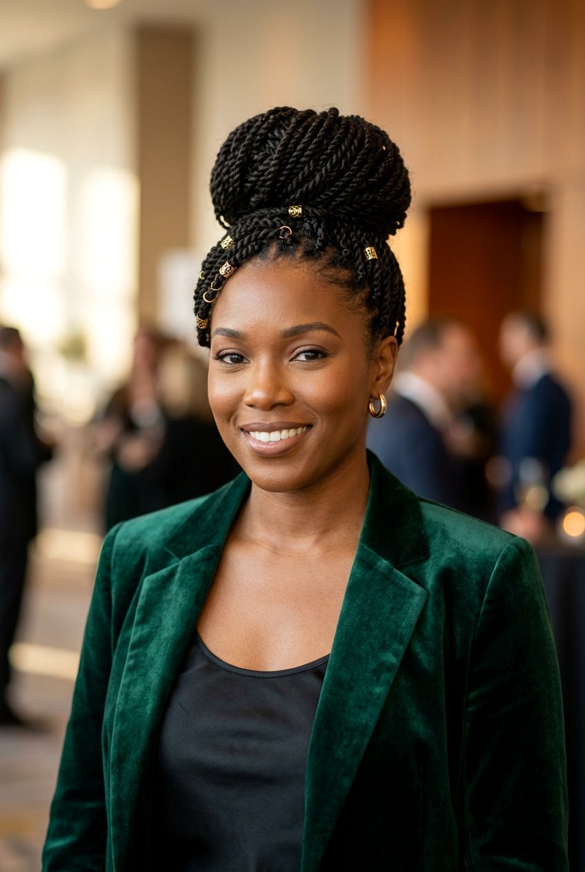 Half Up Half Down Mini Twist Updo - 20 mini twist updo hairstyle - 20 mini twist updo hairstyle