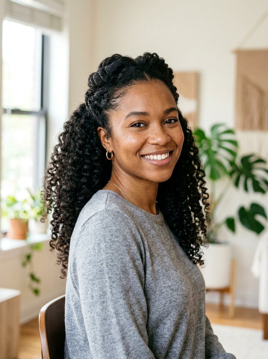 Half Up Half Down Natural Hair - 20 simple work hairstyle for natural hair - 20 simple work hairstyle for natural hair