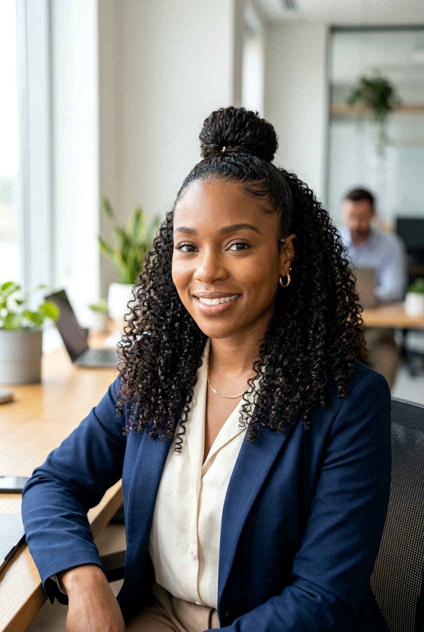 Half Up Half Down Natural Hairstyle For Work - 20 natural hairstyles for work - 20 natural hairstyles for work